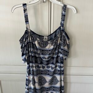 Sew In Love Navy and White Floral Top
